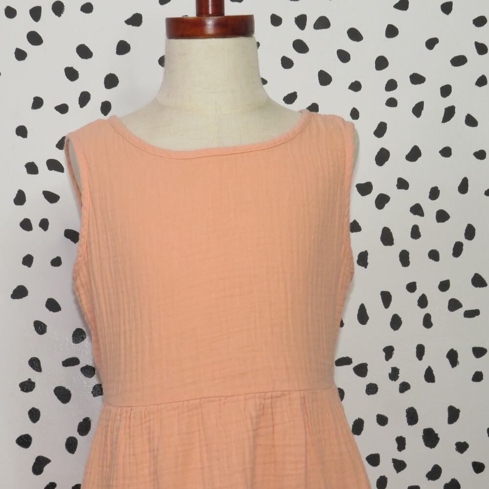 Cat & Jack Orange Sleeveless Tiered Cotton Gauze Girls Dress - Picture 2 of 6